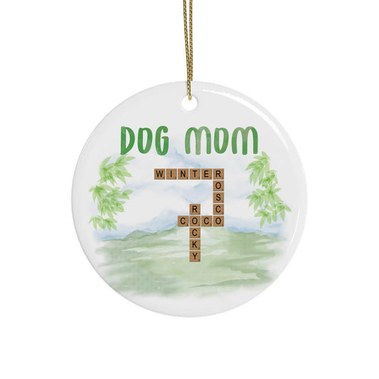 Dog Mom Crossword Ceramic Ornament