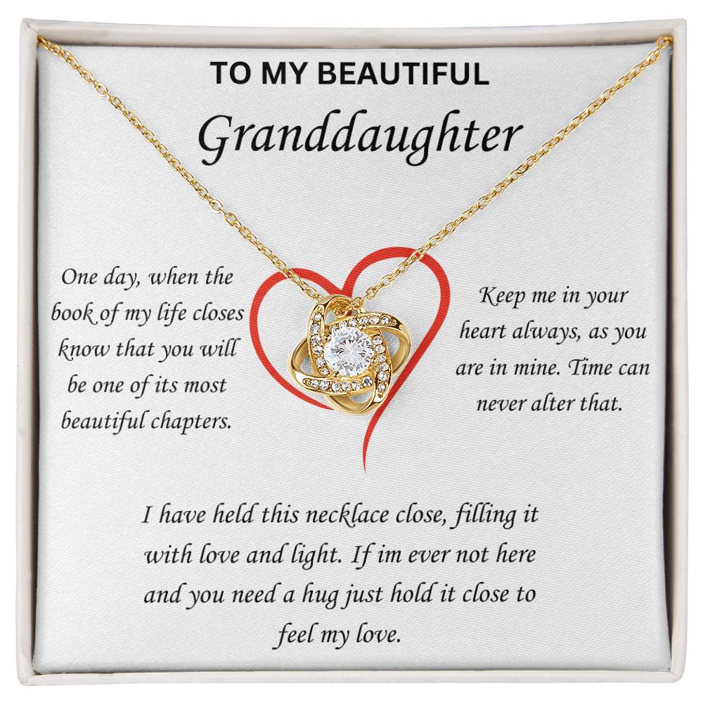 To My Beautiful Granddaughter Love Knot Necklace