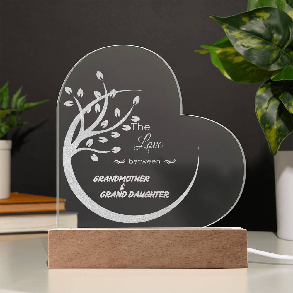 Grandmother & Granddaughter Engraved Acrylic Heart Plaque