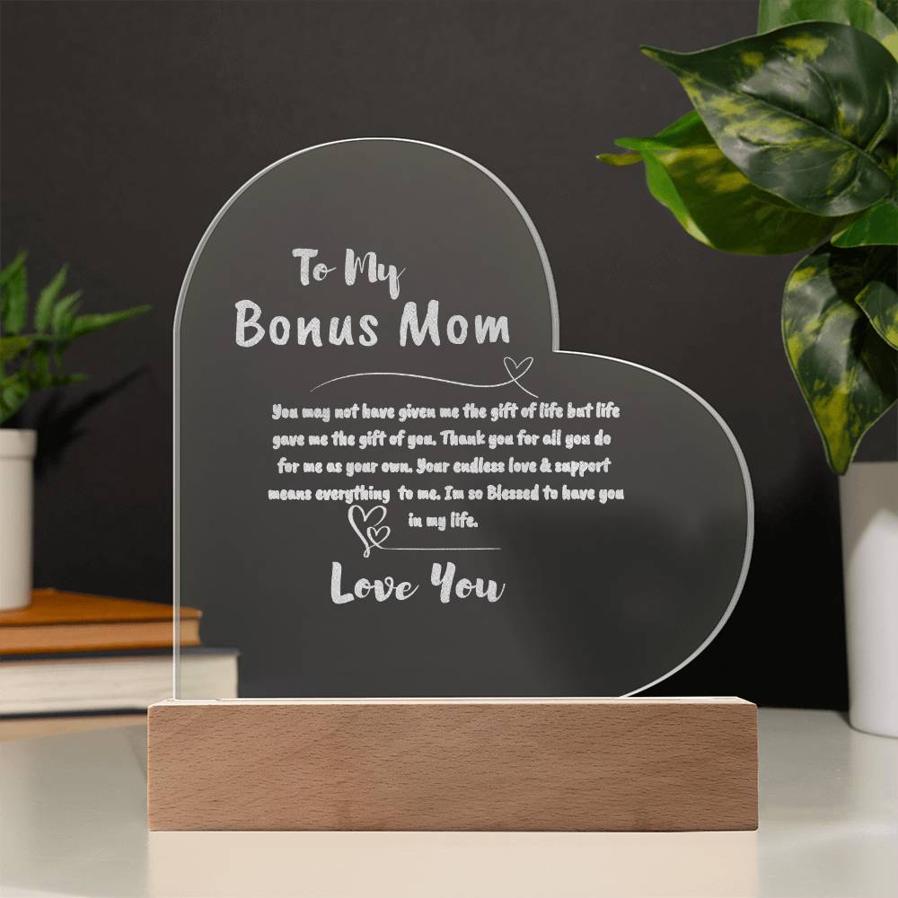 Bonus Mom Engraved Acrylic Plaque